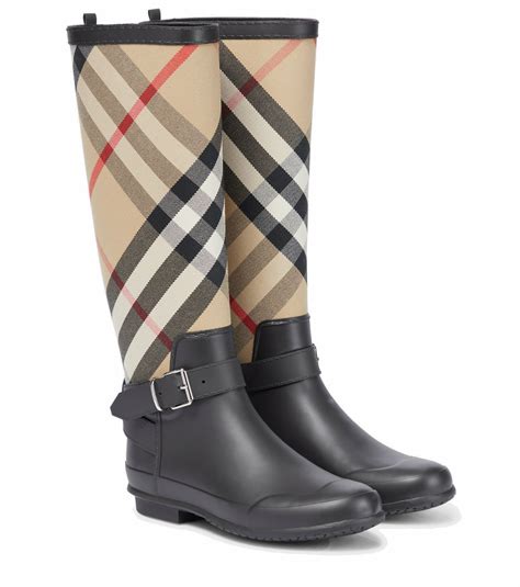 burberry mixed media rain boot housecheck|Burberry house check ankle boots.